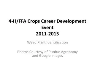 4-H/FFA Crops Career Development Event 2011-2015