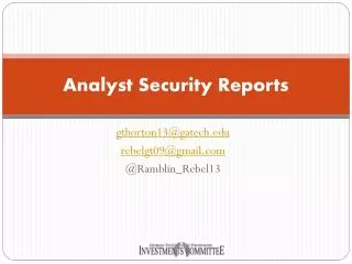 Analyst Security Reports