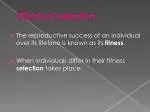 Effects of selection - slide 1