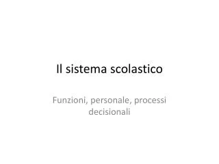 il sistema scolastico