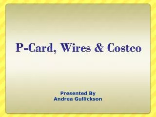 P-Card, Wires &amp; Costco