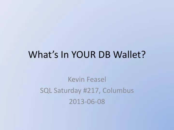 what s in your db wallet