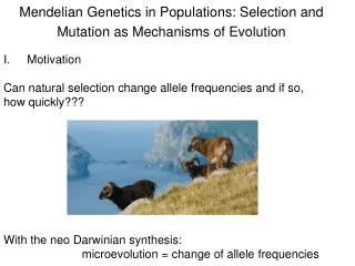 Mendelian Genetics in Populations: Selection and Mutation as Mechanisms of Evolution