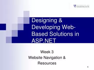 Designing &amp; Developing Web-Based Solutions in ASP.NET