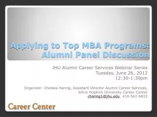 Applying to Top MBA Programs: Alumni Panel Discussion