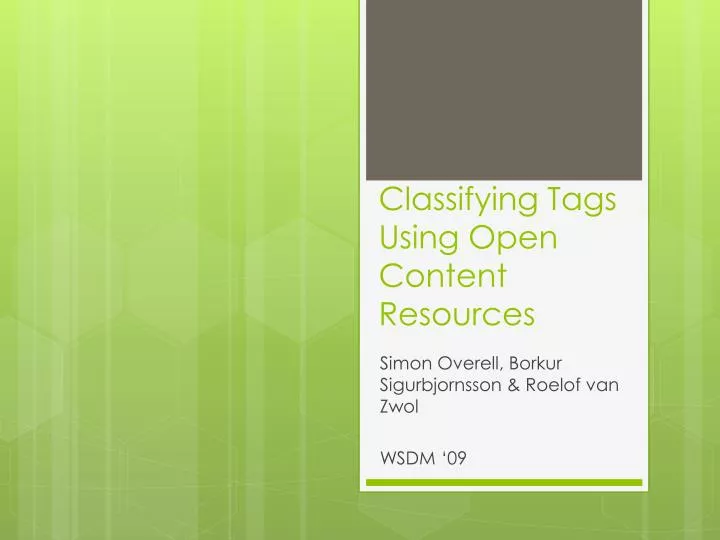 classifying tags using open content resources