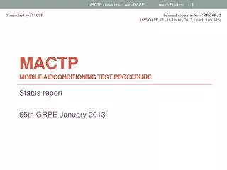 MacTP Mobile airconditioning test procedure