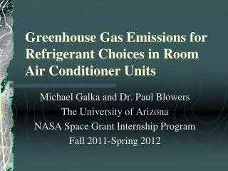 Greenhouse Gas Emissions for Refrigerant Choices in Room Air Conditioner Units