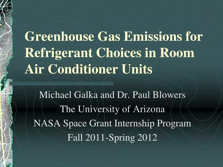 greenhouse gas emissions for refrigerant choices in room air conditioner units