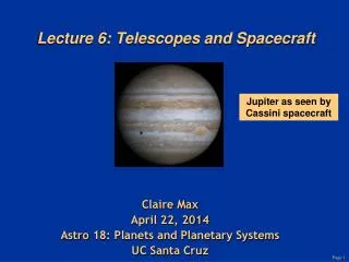 Lecture 6: Telescopes and Spacecraft