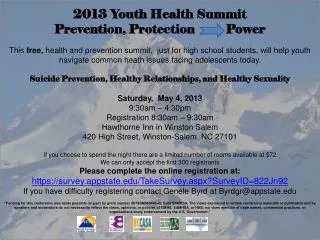 2013 Youth Health Summit Prevention, Protection Power