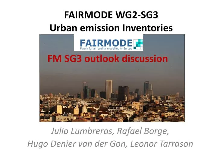 fairmode wg2 sg3 urban emission inventories