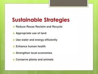 Sustainable Strategies