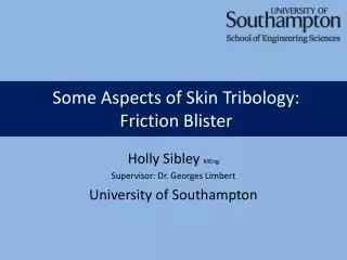 Some Aspects of Skin Tribology : Friction Blister