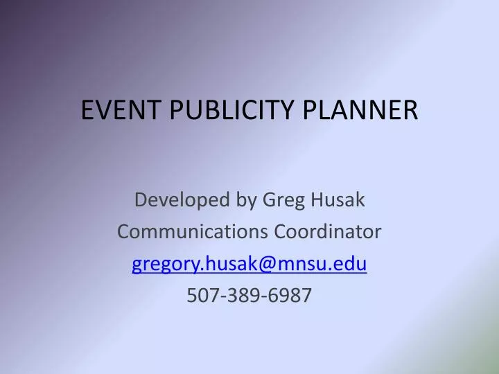 event publicity planner