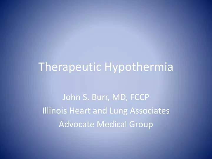 therapeutic hypothermia
