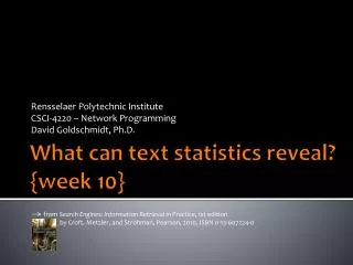 What can text statistics reveal? {week 10}