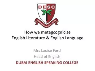 How we metagcognicise English Literature &amp; English Language