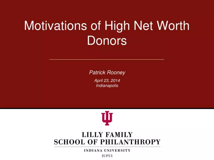 motivations of high net worth donors