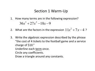 Section 1 Warm-Up