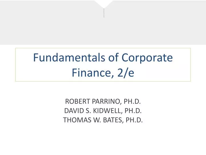 fundamentals of corporate finance 2 e