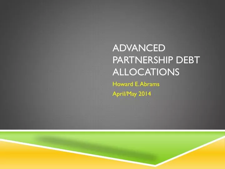 advanced partnership debt allocations