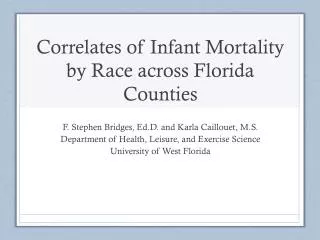 Correlates of Infant Mortality by Race across Florida Counties