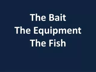 The Bait The Equipment The Fish