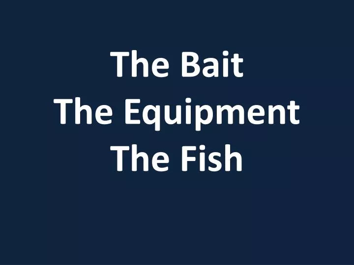 the bait the equipment the fish