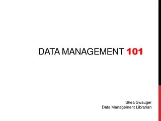 data management 101