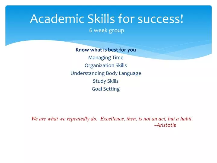 academic skills for success 6 week group