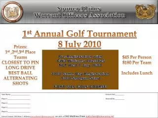 1 st Annual Golf Tournament 8 July 2010
