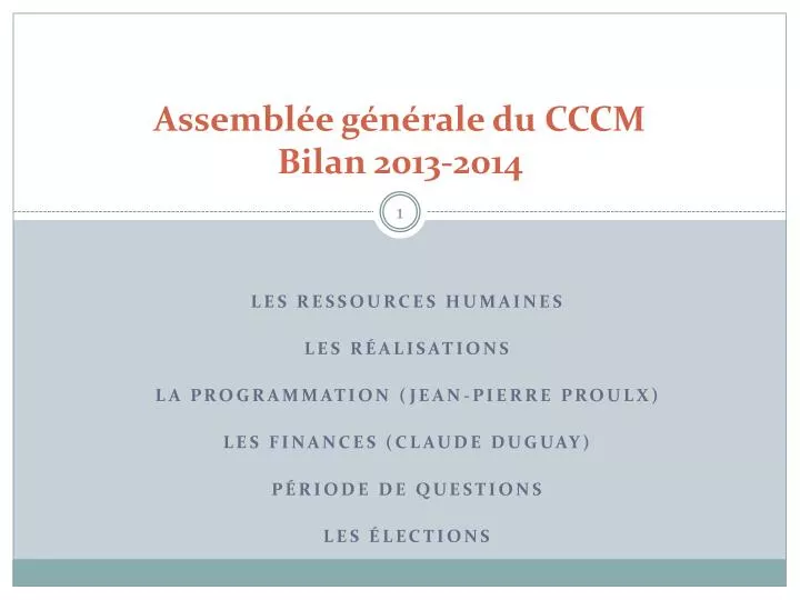 assembl e g n rale du cccm bilan 2013 2014