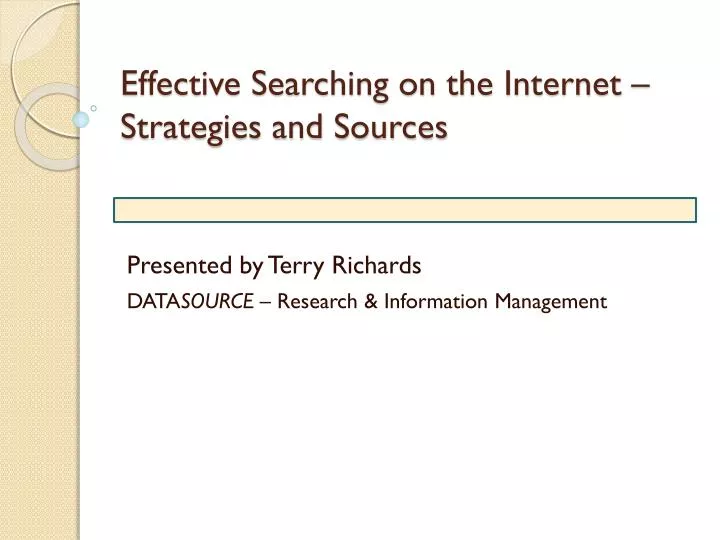 effective searching on the internet strategies and sources