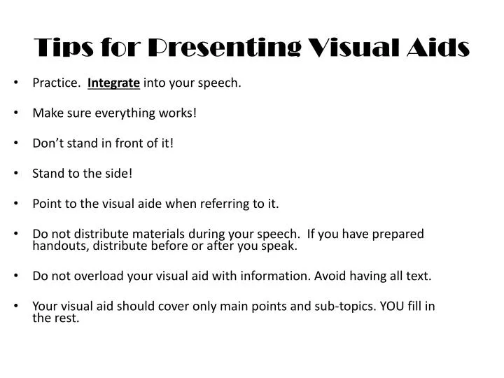 tips for presenting visual aids