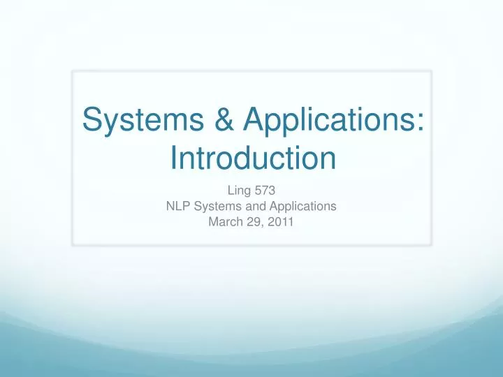 systems applications introduction