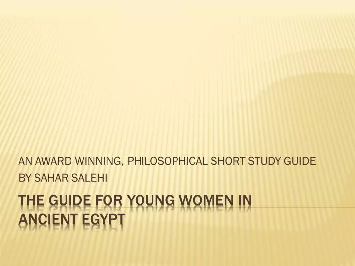 an award winning philosophical short study guide by sahar salehi