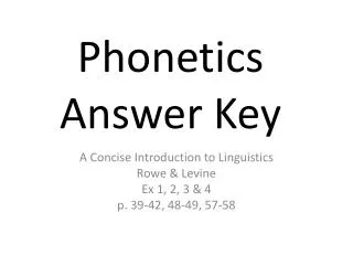 Phonetics Answer Key