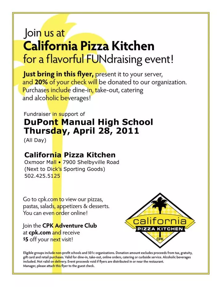 fundraiser in support of dupont manual high school thursday april 28 2011 all day