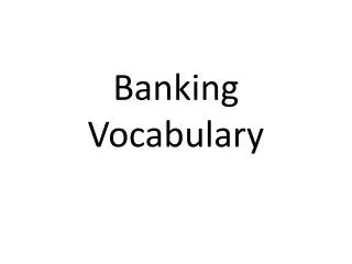 Banking Vocabulary
