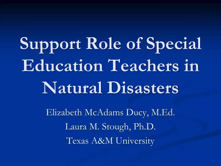 support role of special education teachers in natural disasters