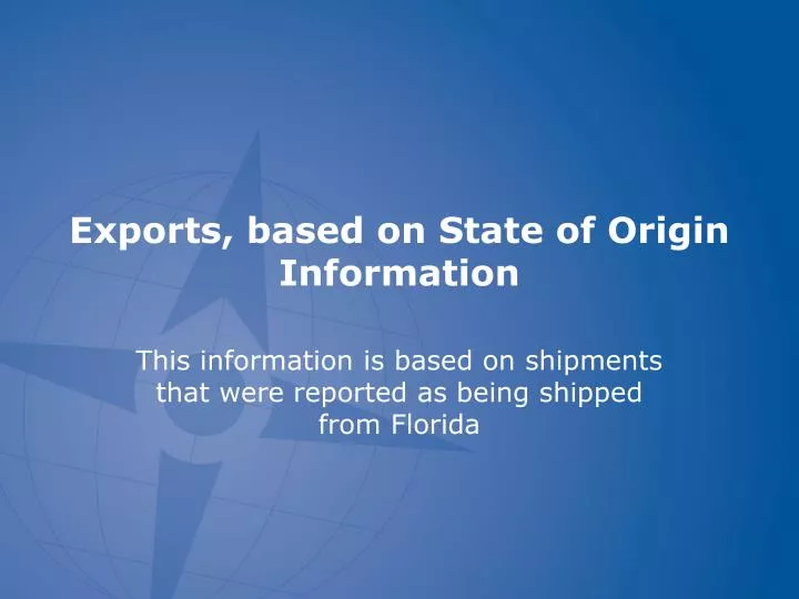 exports based on state of origin information