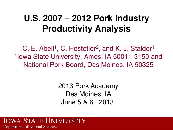 u s 2007 2012 pork industry productivity analysis
