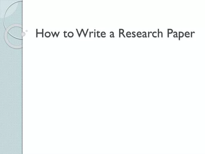 how to write a r esearch paper