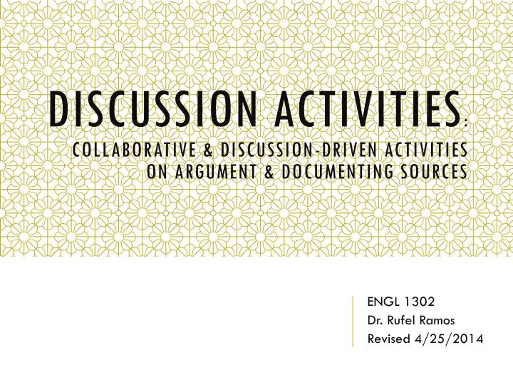 discussion activities collaborative discussion driven activities on argument documenting sources