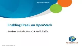 Enabling DraaS on OpenStack