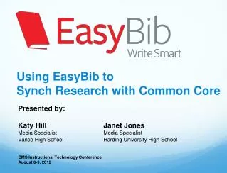 Using EasyBib to Synch Research with Common Core