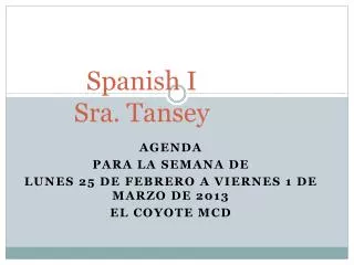 Spanish I Sra. Tansey