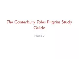 The Canterbury Tales Pilgrim Study Guide