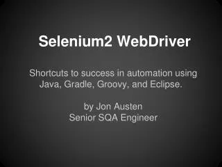 Selenium2 WebDriver